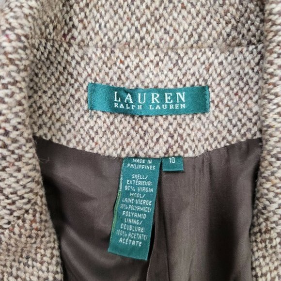 Vintage Lauren Ralph Lauren Blazer Suit Jacket Brown Wool 4 Button Career Womens - Picture 2 of 9